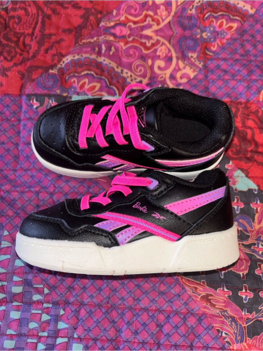 Reebok Kids Black and Hot Pink Sneakers